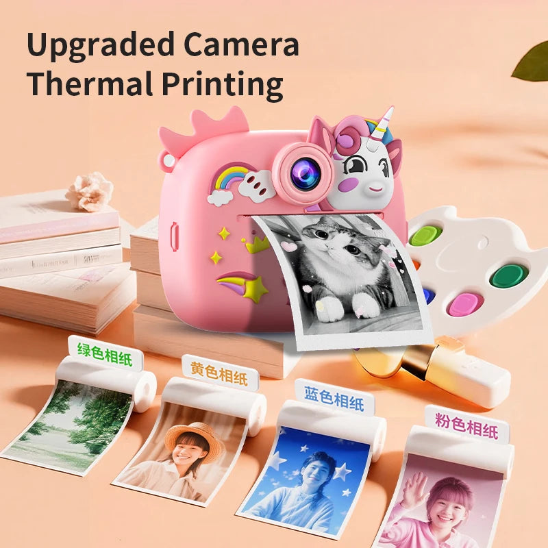Purple Cute Kids Colorful Instant Print Small Camera with SD Card