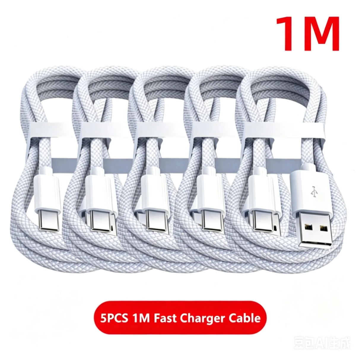 5PCS USB A Cable to USB C 240W Fast Charging