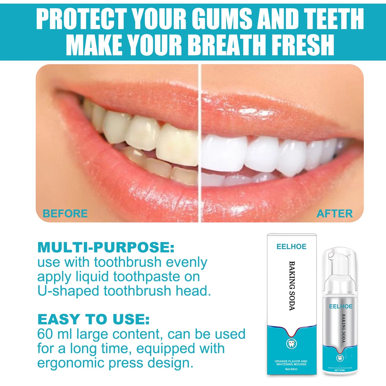 Mint Teeth Cleaning Mousse Removing Plaque Stains Breath Freshen Dental Gingival Oral Hygiene Foam Brighten Toothpaste