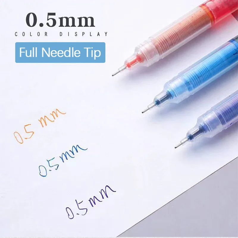 10Pcs High Quality Needle Type Gel Pens Straight Liquid