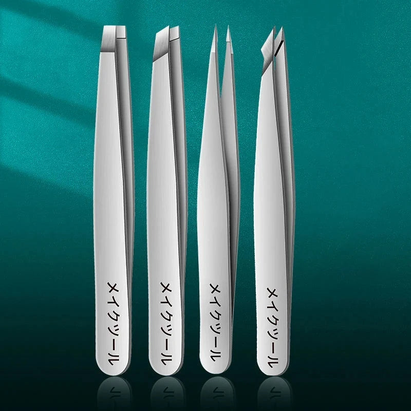 4 Pcs Stainless Steel Eyebrow Forceps Professional, Beauty Tool Set For Facial Hair