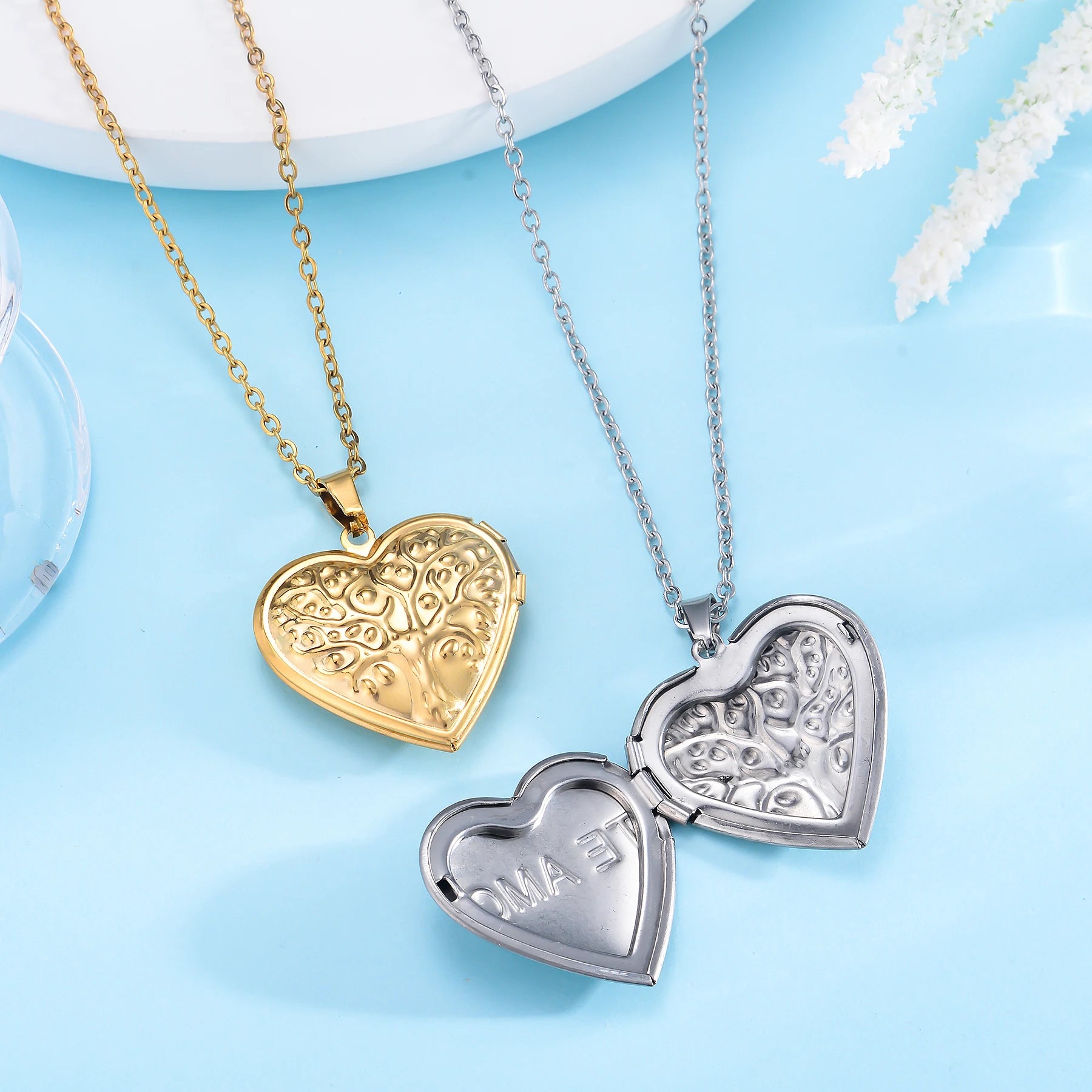 Fashion Stainless Steel Love Heart Locket Pendants Can Place Photos Necklace For Friend Family Customized Jewelry Gifts