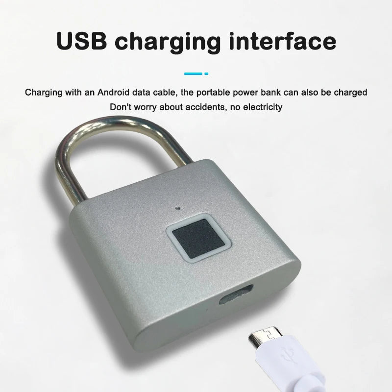 CDOK P2 Fingerprint Padlock, Built-in Rechargeable Battery,