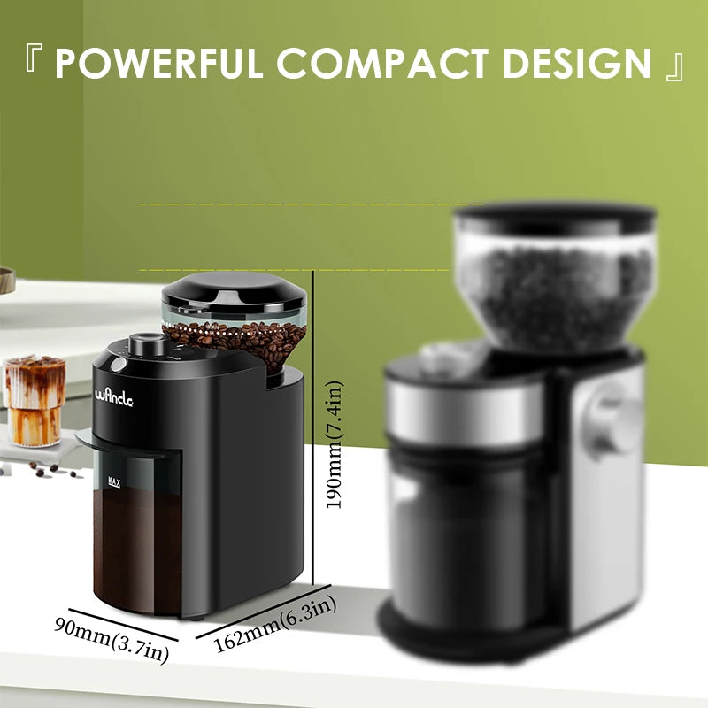 Wancle Electric Burr Coffee Grinder Adjustable 220V/120V