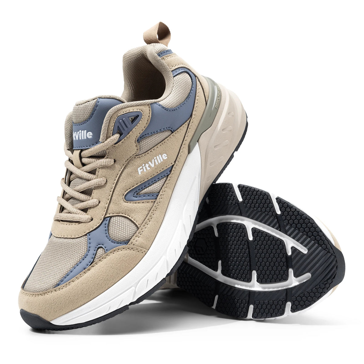 FitVille Newest Walking Shoes for Men Wide Width Sneakers with Arch Support for Flat Feet