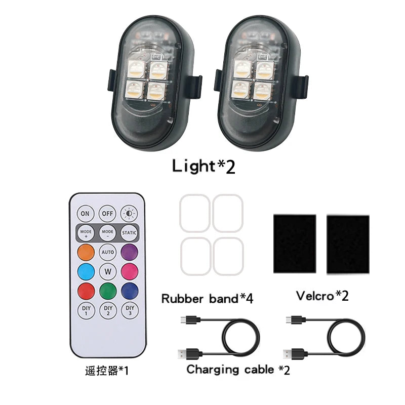 RGB Led Car Strobe Lights Motorcycle LED Flash Position Wireless Light