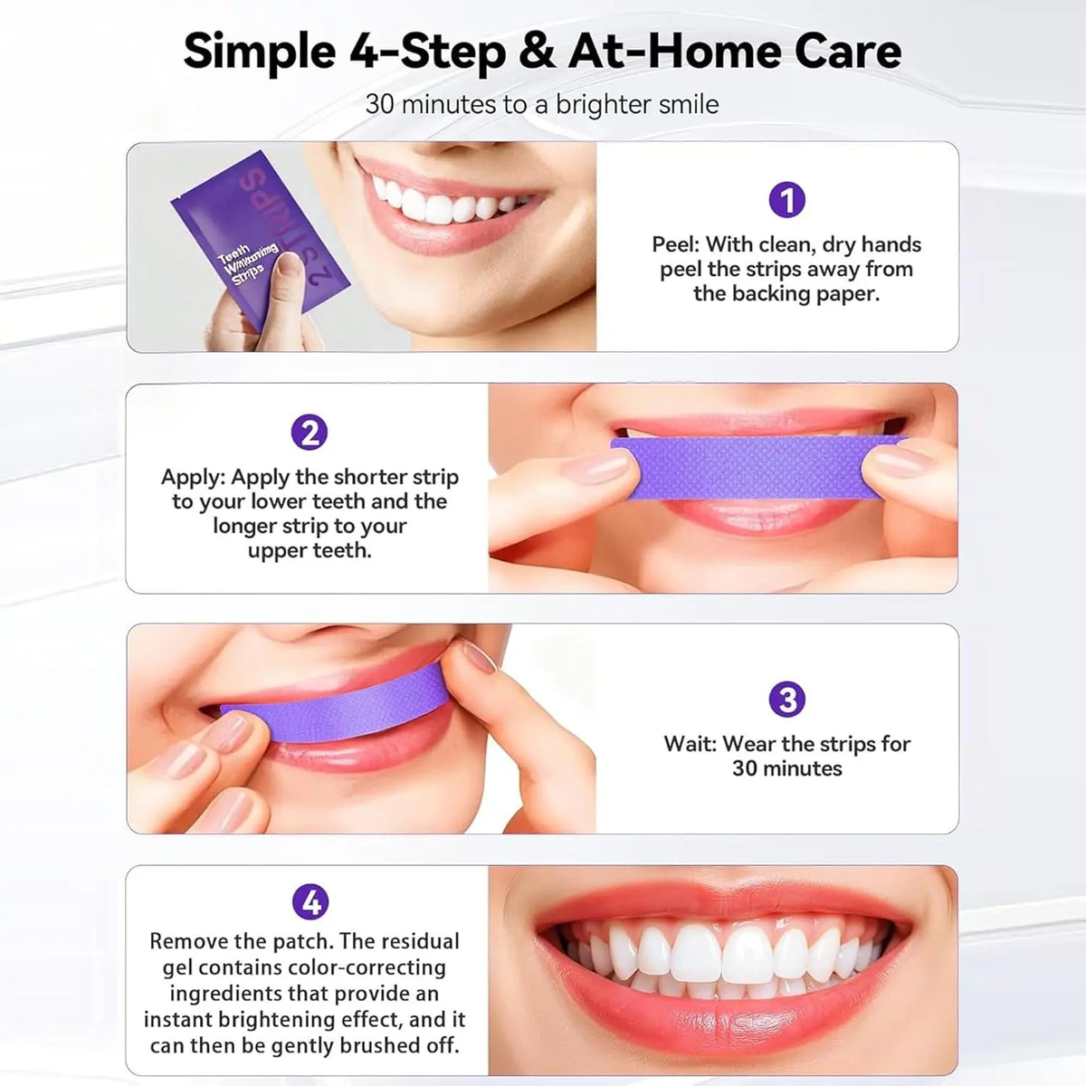 Purple Teeth Whitening Strips Kit Professional Stain Removal