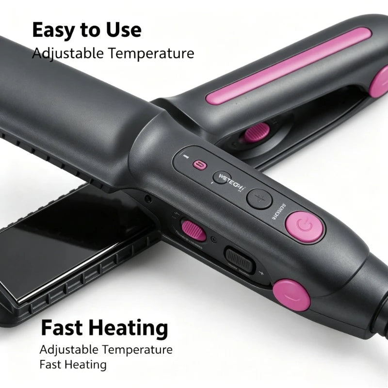 360° Swivel Power Cord Hair Straightener Flat Iron, 160‑220°C Adjustable Temperature