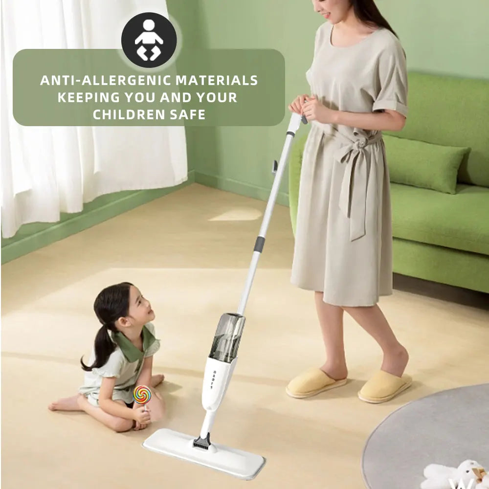 DARIS Spray Floor Cleaning Mop 500ML Wide Range Fan-shaped Mist Reusable Microfibers Pads 360°