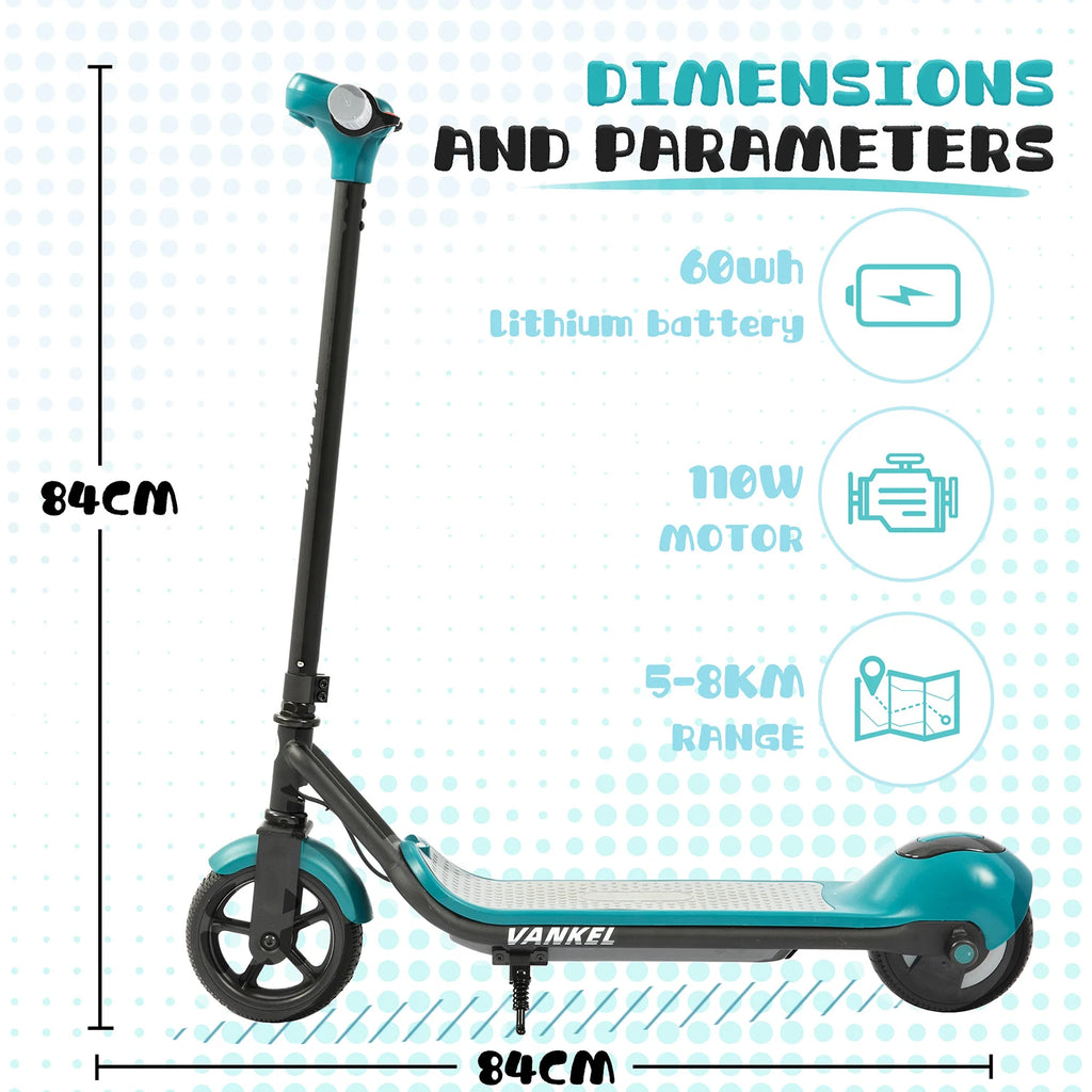 Sinaopus 110W Kids Electric Scooter 6.5 Inch, Foldable Scooter with Bluetooth Music, LED Lights, 14km/h Riding Speed E-Scooter,Safe & Fun Ride for Children