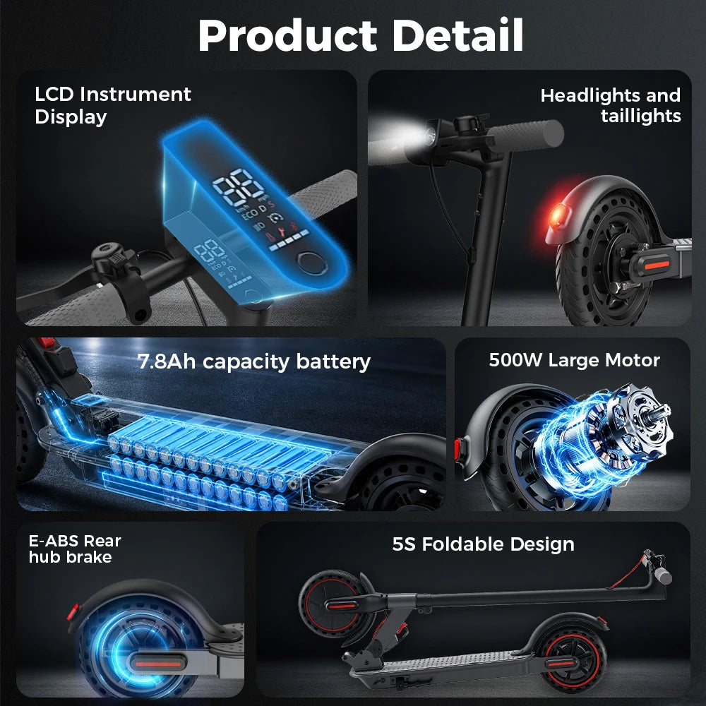 W3C EU 8.5-inch electric scooter, 36 V battery with a range of 22–30 km, rear-wheel drive
