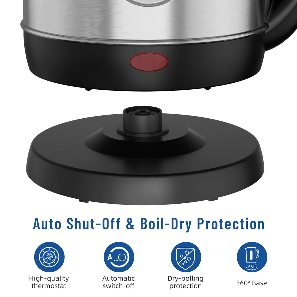 1.8L Stainless Steel Electric Kettle with Water Level Window,
