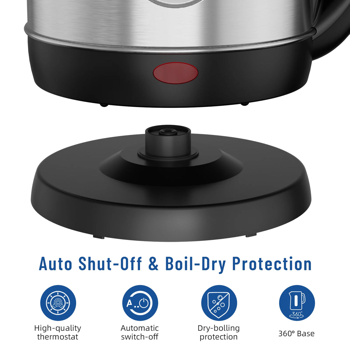 1.8L Stainless Steel Electric Kettle with Water Level Window,