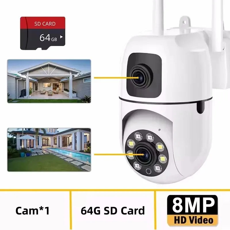 Home Camera HD 8MP Baby WIFI Camera Dual Lens Indoor Mobile Tracking