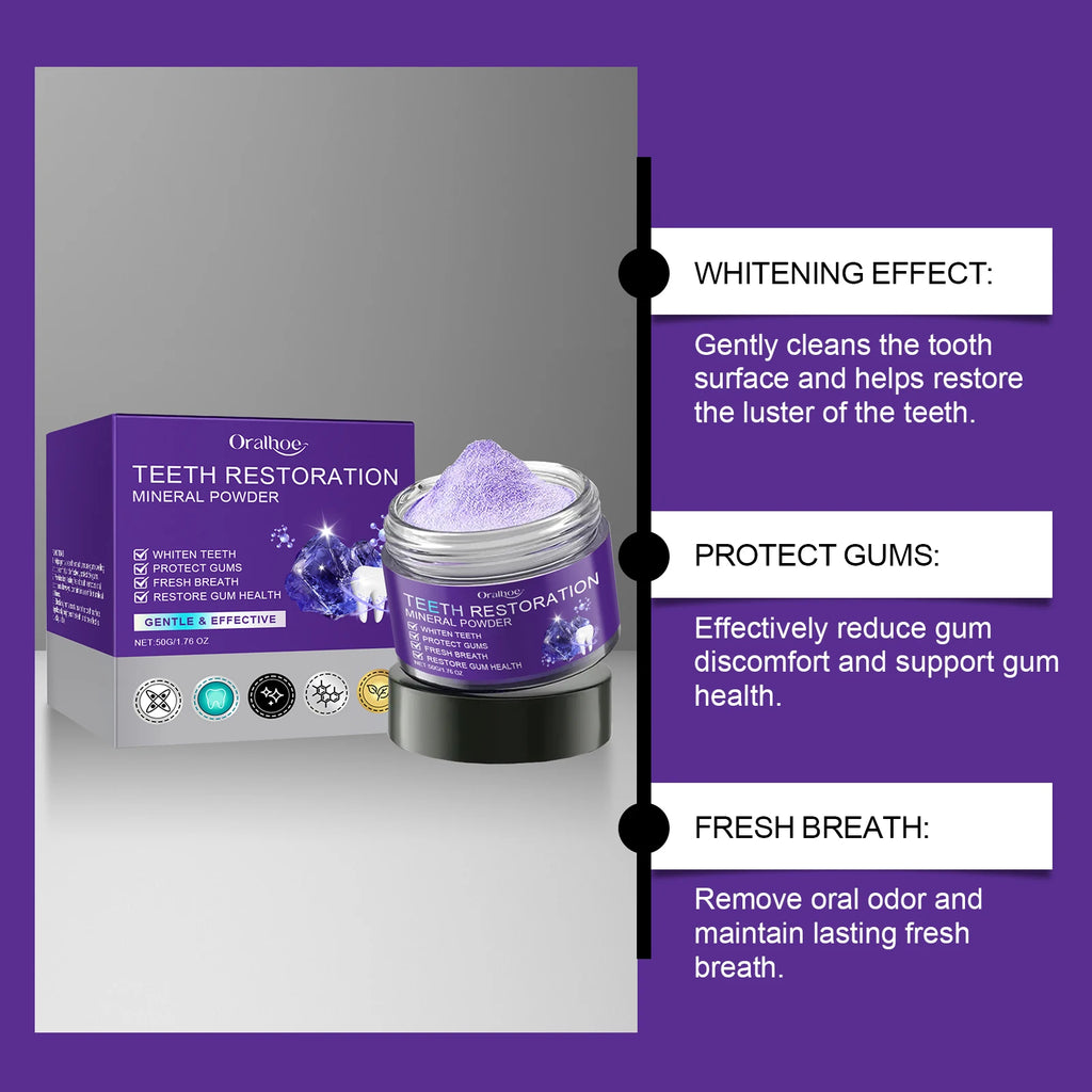 Purple Teeth Whitening Powder Toothpaste Brighten Yellow Teeth Remove