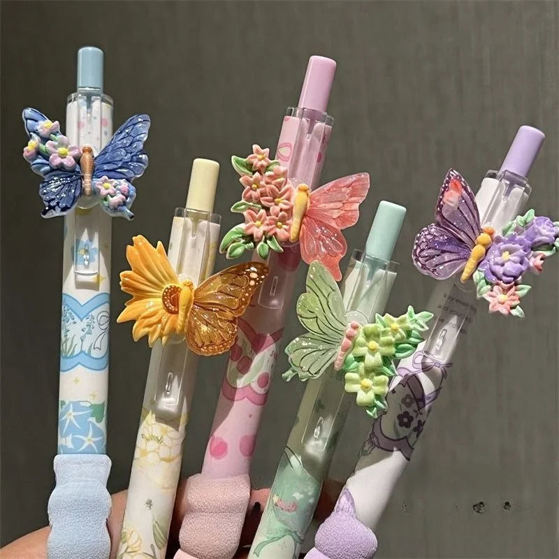5-Piece Set of Black Gel Pens with Random Colors