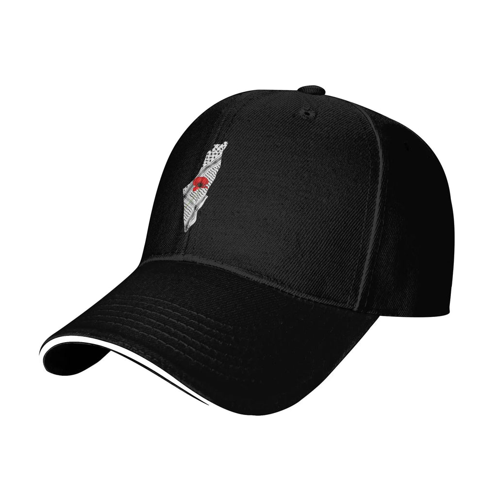 Palestine Map Keffiyeh and Poppy Baseball Cap