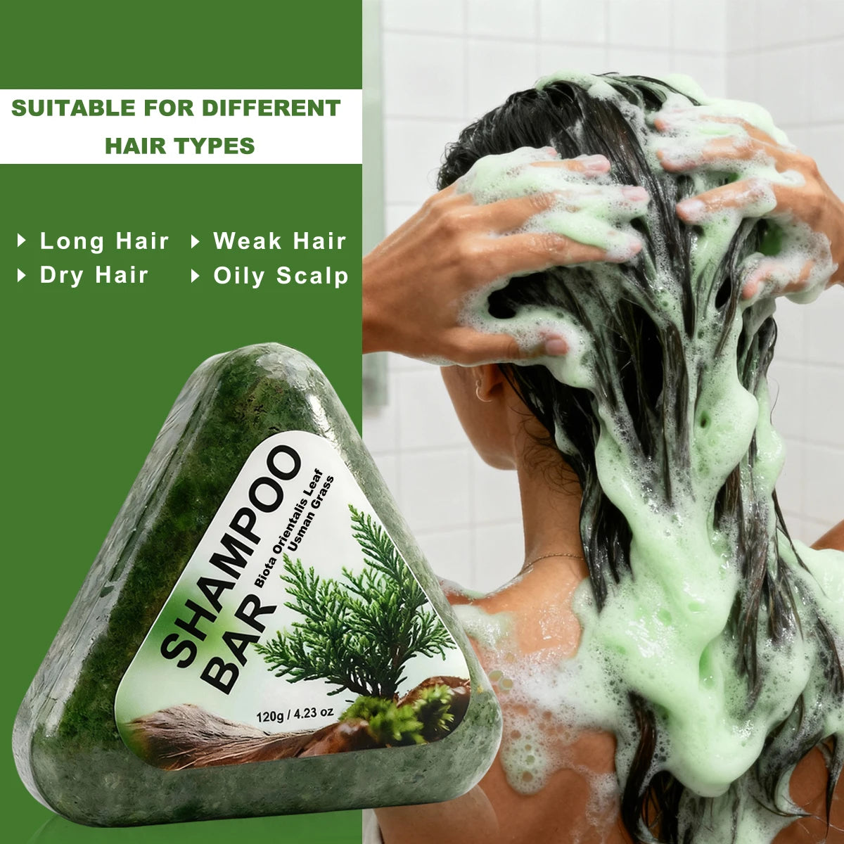 Usman Grass Shampoo Bar For Hair Growth, Anti Hair Loss, Controls Oil, Natural Organic Soap Bar