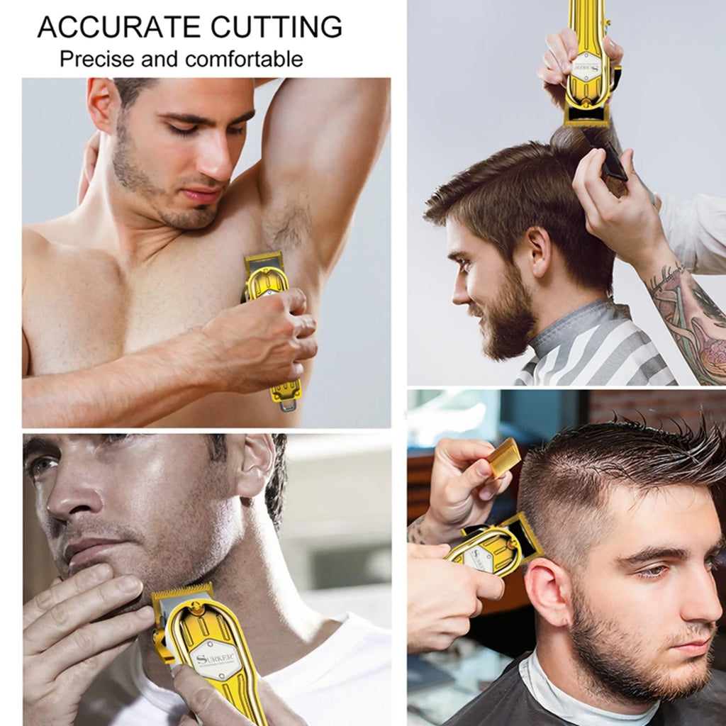 Surker 2025 Gold Trimmer for Men Barber Shop Hair Clipper Razor  USB K7S