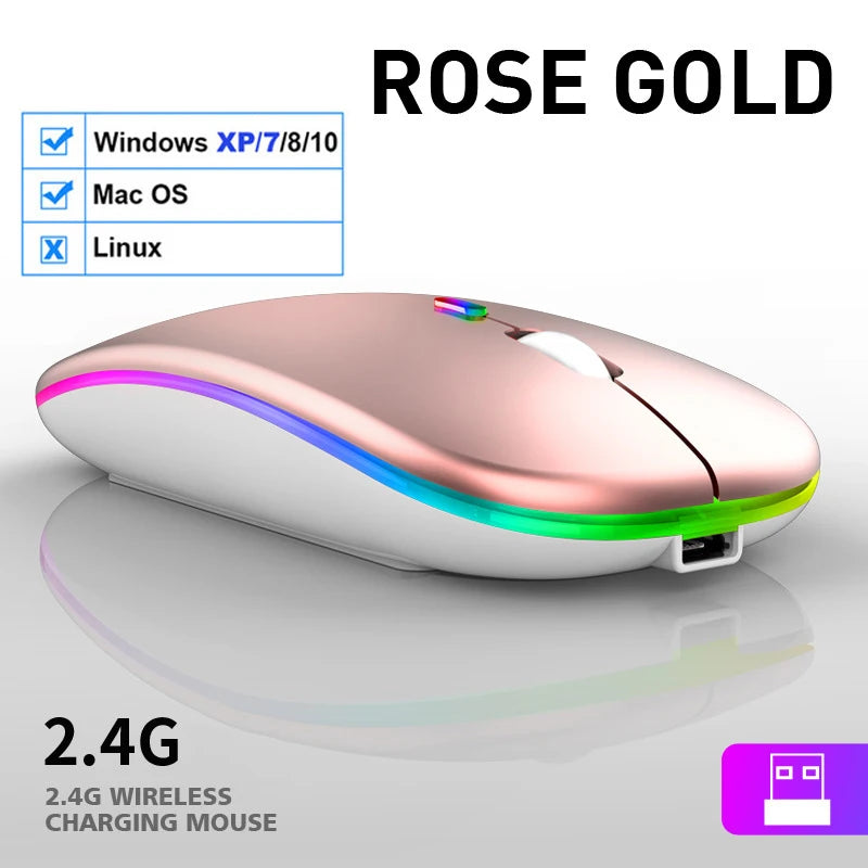 LED Wireless Mouse USB Rechargeable Bluetooth-compatible RGB