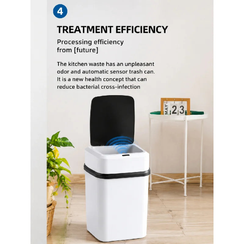 13L Smart Motion Sensor Trash Can Touchless Automatic Waterproof Waste Bin for Kitchen Bathroom Living Room