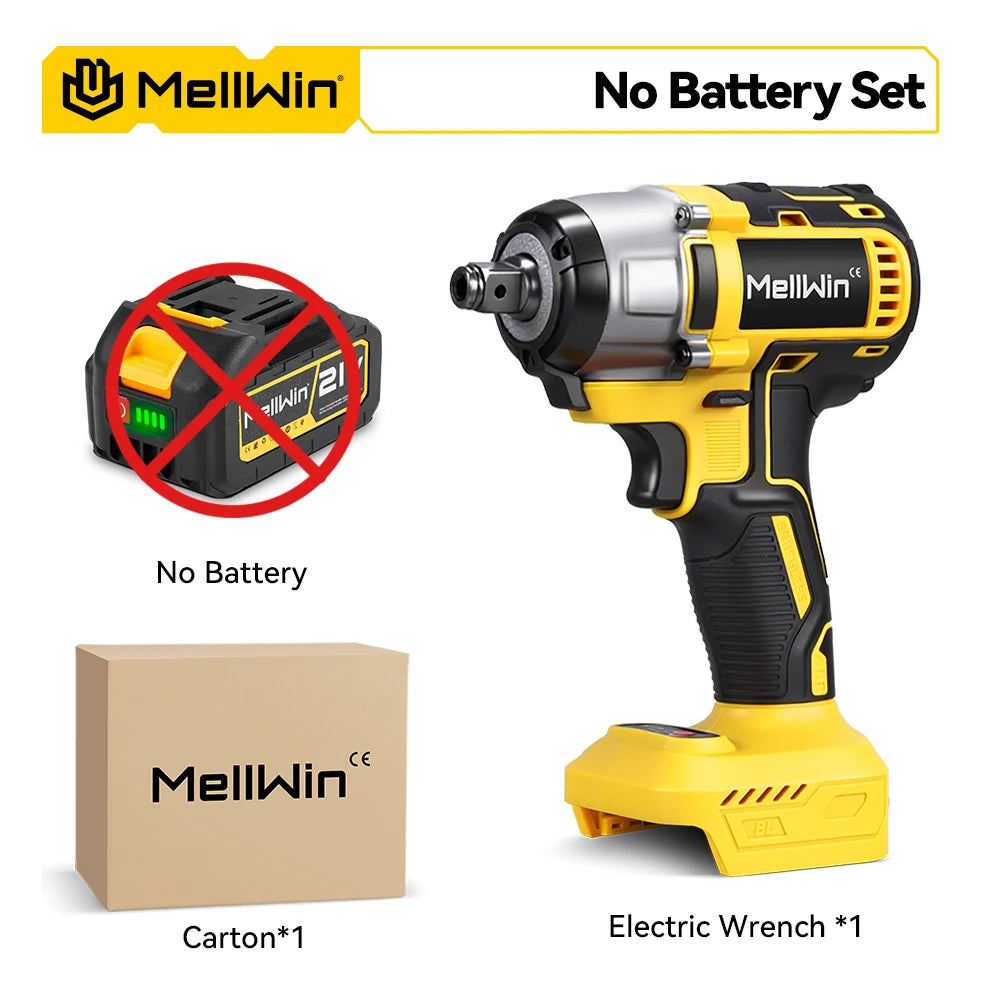 MELLWIN 520N.M Brushless Cordless Impact Wrench 3-IN-1 Electric Drill Screwdriver Power Tool Kit For Makita 18V Battery Pin