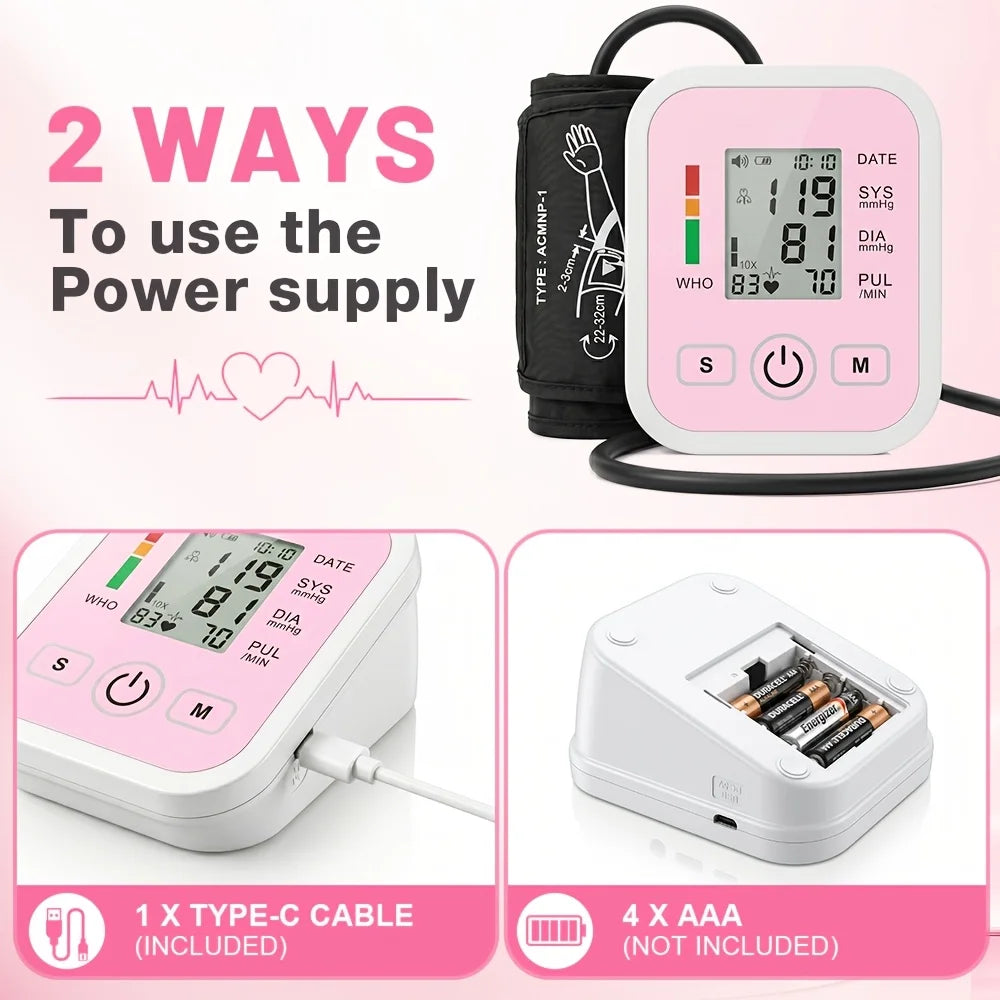 Upper Arm Blood Pressure Monitor Automatic Digital Heart Rate Pulse Meter Sphygmomanometer