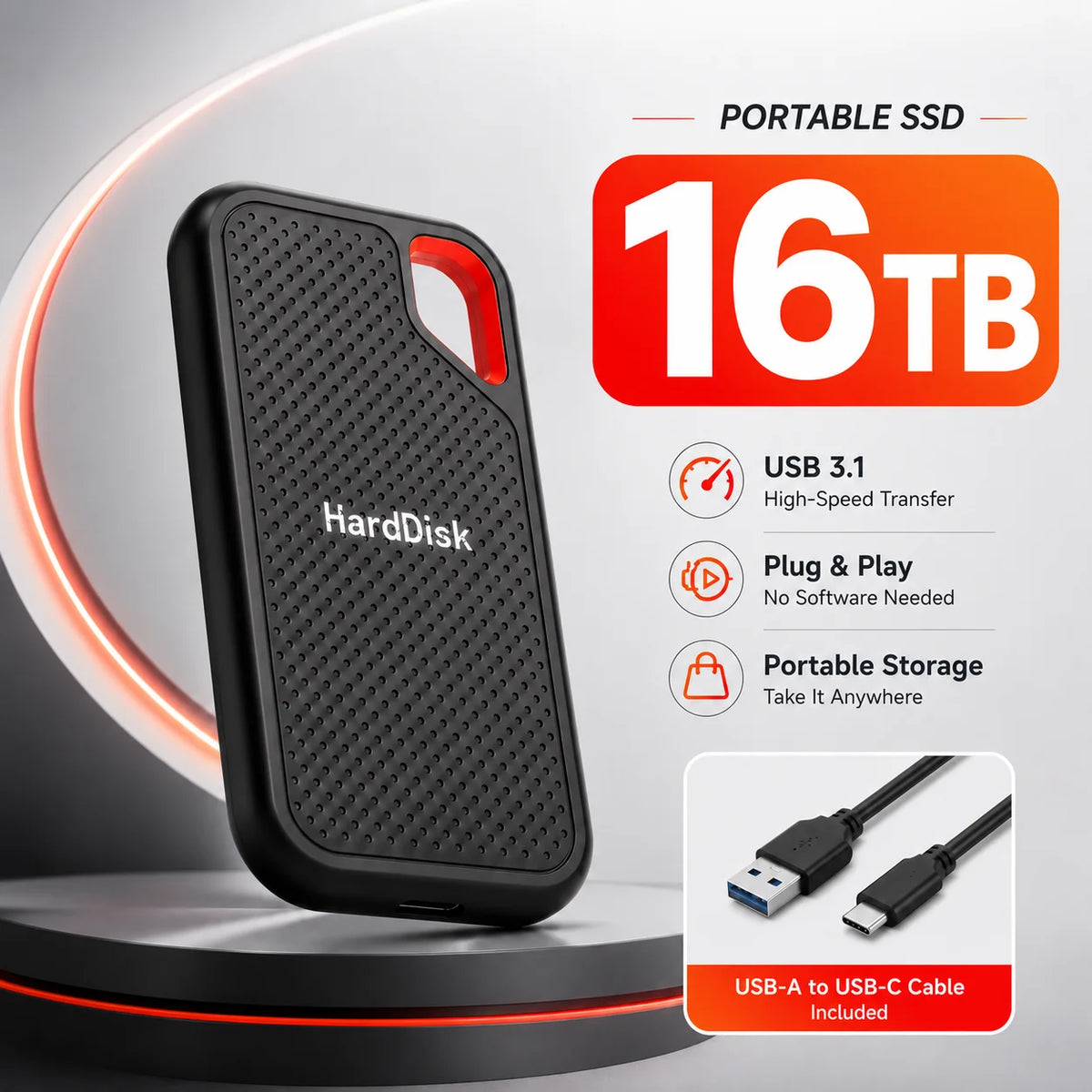 Large Capacity External SSD 2TB 4TB Fast Portable Hard Drive