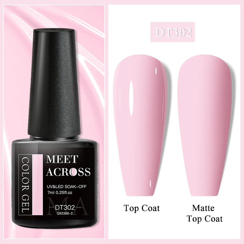 MEET ACROSS 7ml Purple Nail Gel Polish Semi Permanent Nail Art For Nails Decoration
