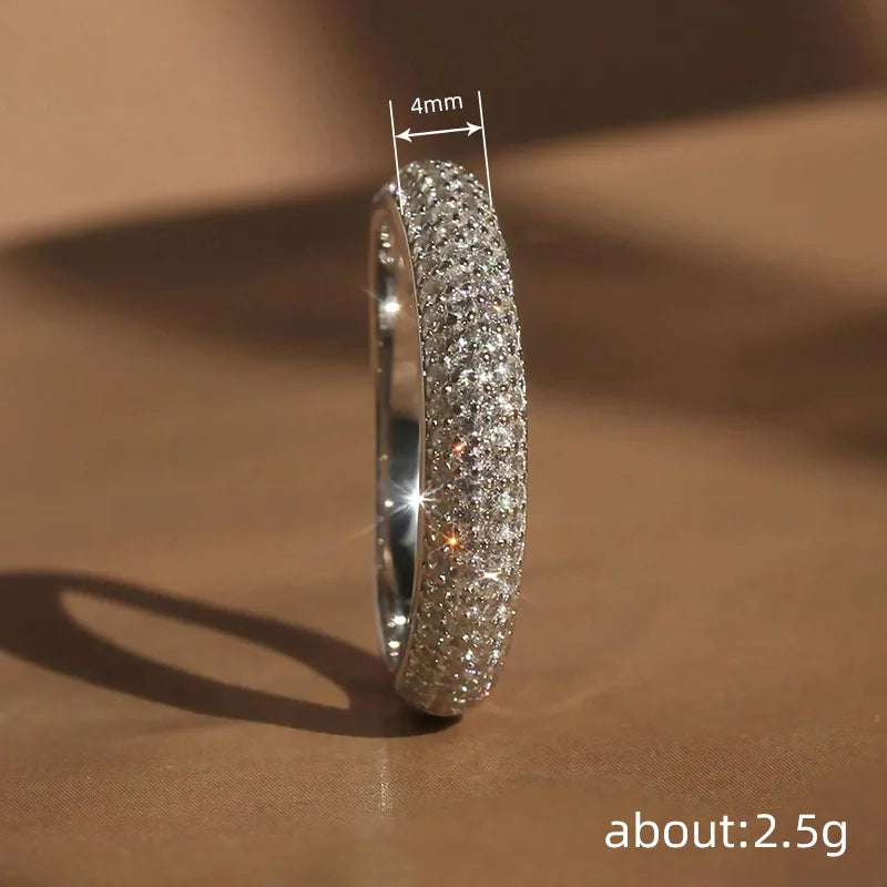 Huitan Half CZ Design Women Rings Simple Fashion Design