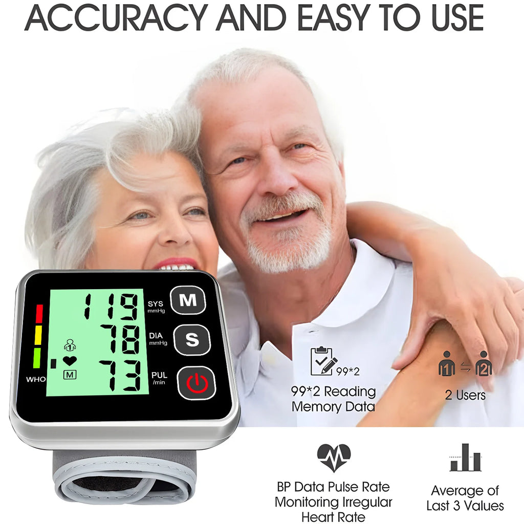 Digital Wrist Tonometer, Automatic Blood Pressure & Pulse Monitor