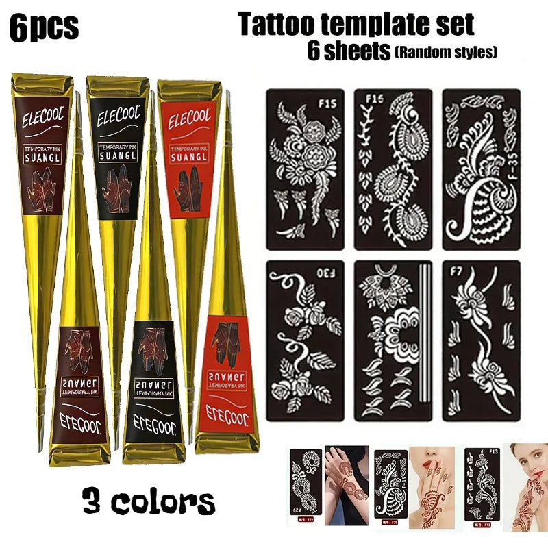 Indian Henna Brown Tattoo Paste Temporary Henna Cones for Tattoo Body Art Sticker Special Body Art Paint Red Black Henna