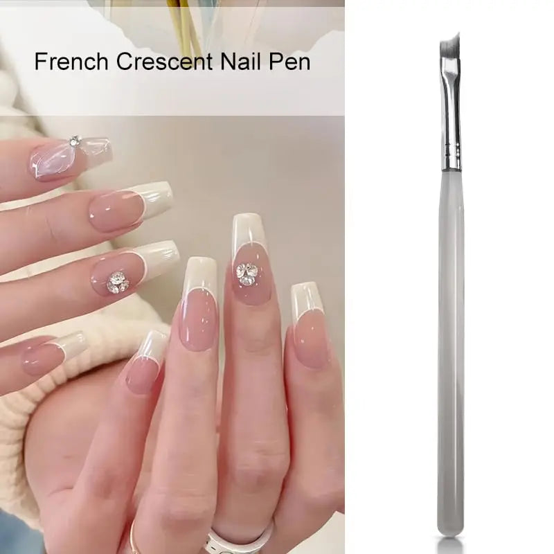 1/5Pcs Professional French Nail Art Brushes Set Half Moon Shape Nail Brush UV Gel Acrylic Painting DIY Manicure Tool