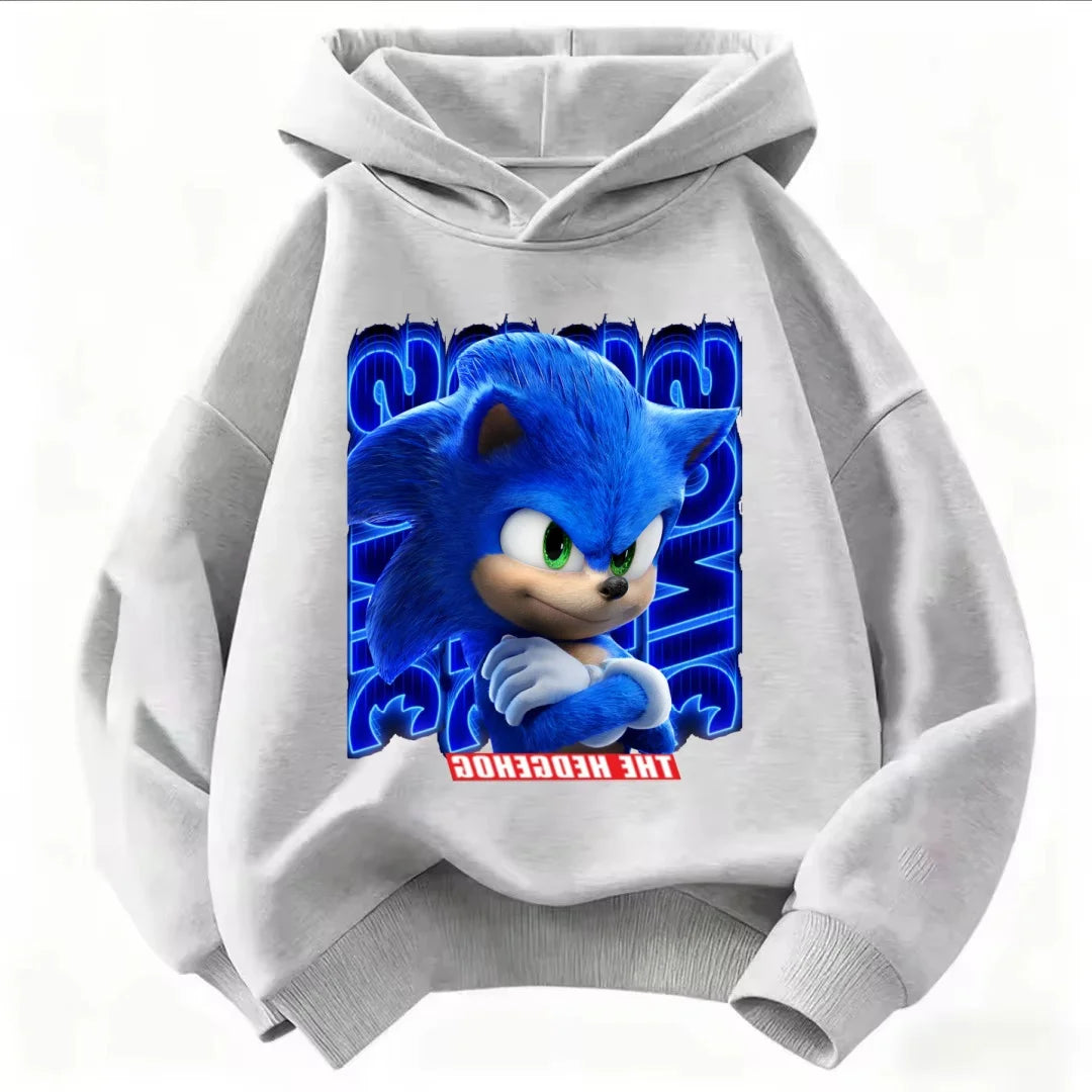2026 Kids Thick Hoodie with Cute Sonic Anime Pattern