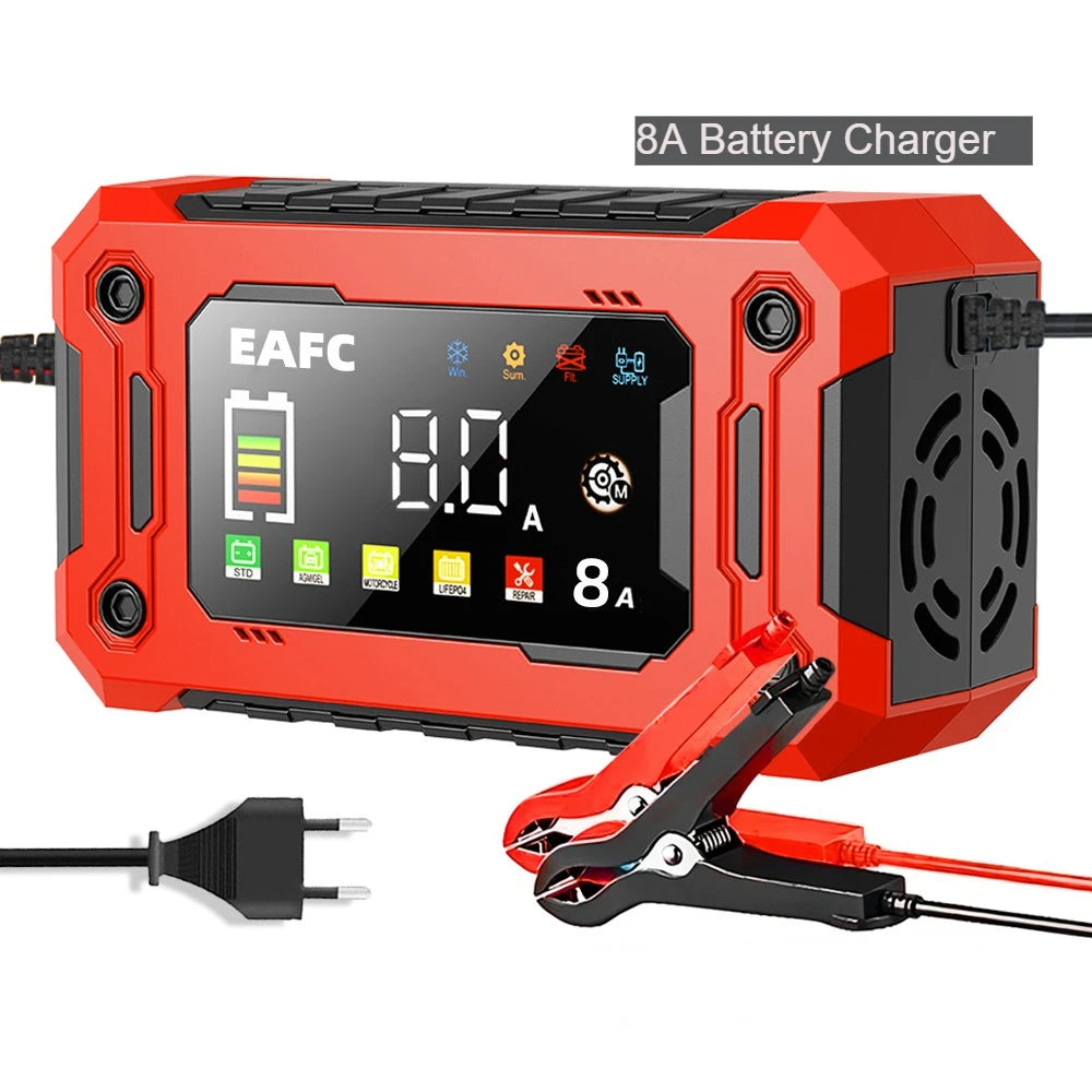 12V 8A /12V 15A Car Battery Charger | One-Touch Pulse Repair & Auto Start | All-in-One