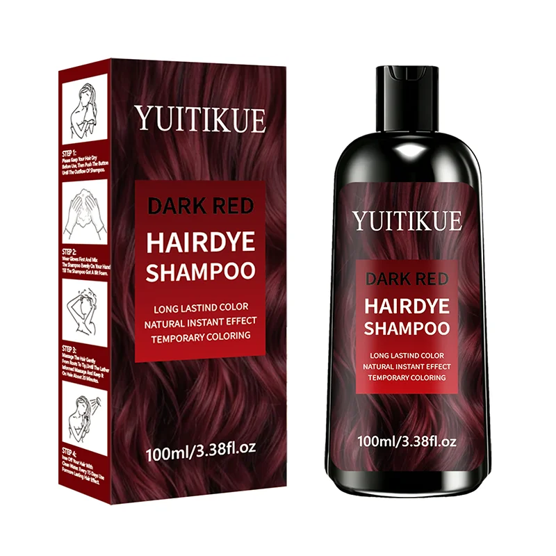 YUITIKUE Dark Red Hair Dye Shampoo 100ml Instant