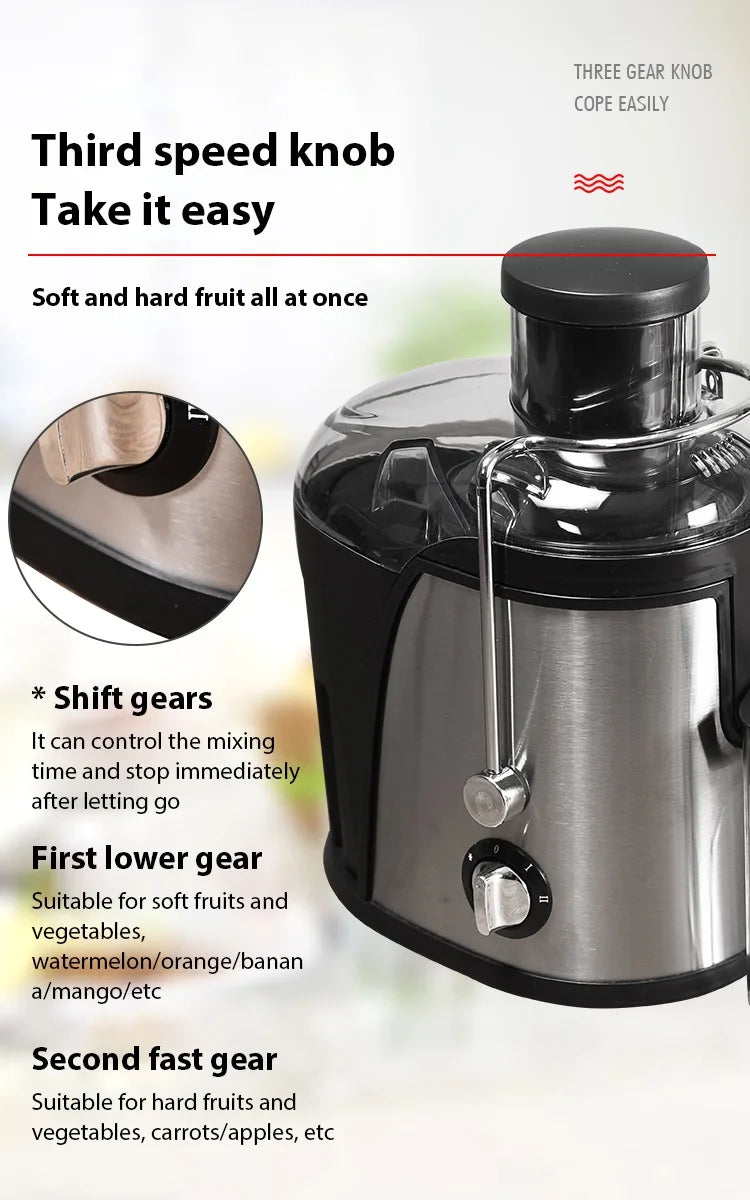 Household Centrifugal Juicer 400W 2 Speed Pulp Separation