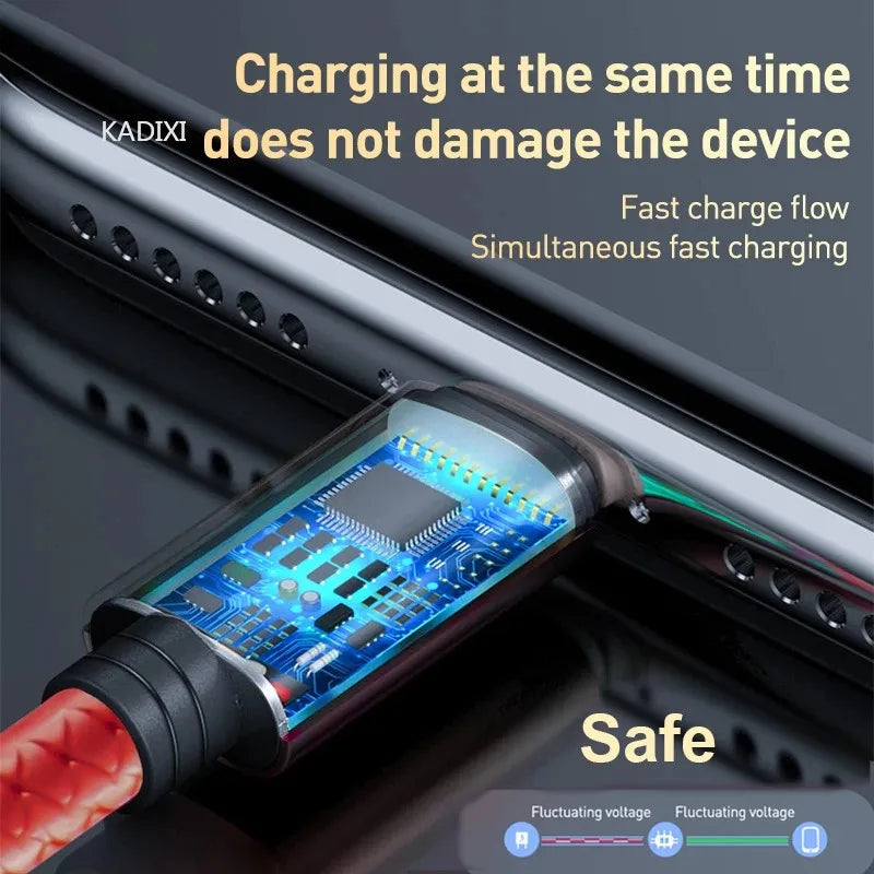 KADIXI 3 In 1 USB Fast Charging Cable Type C Micro IOS