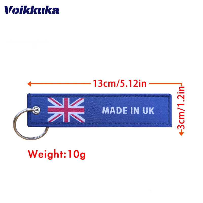 1 Pc Sale Both Sided Embroidery Made In UK SWEDEN KOREA RUSSIA Flag Luggage Bag Tag KeyChain Motorcycle Key accessory
