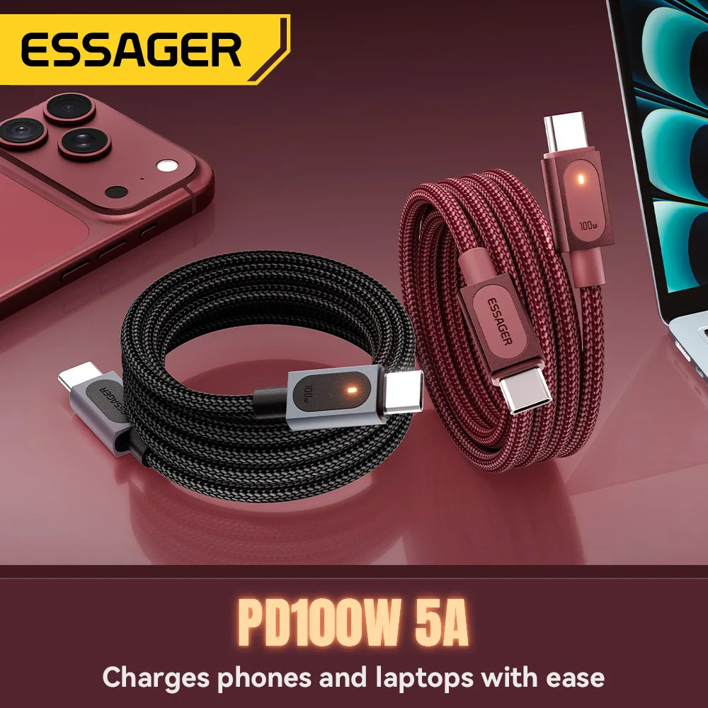 Essager 100W Type C to Type C Cable 5A  Fast Charging