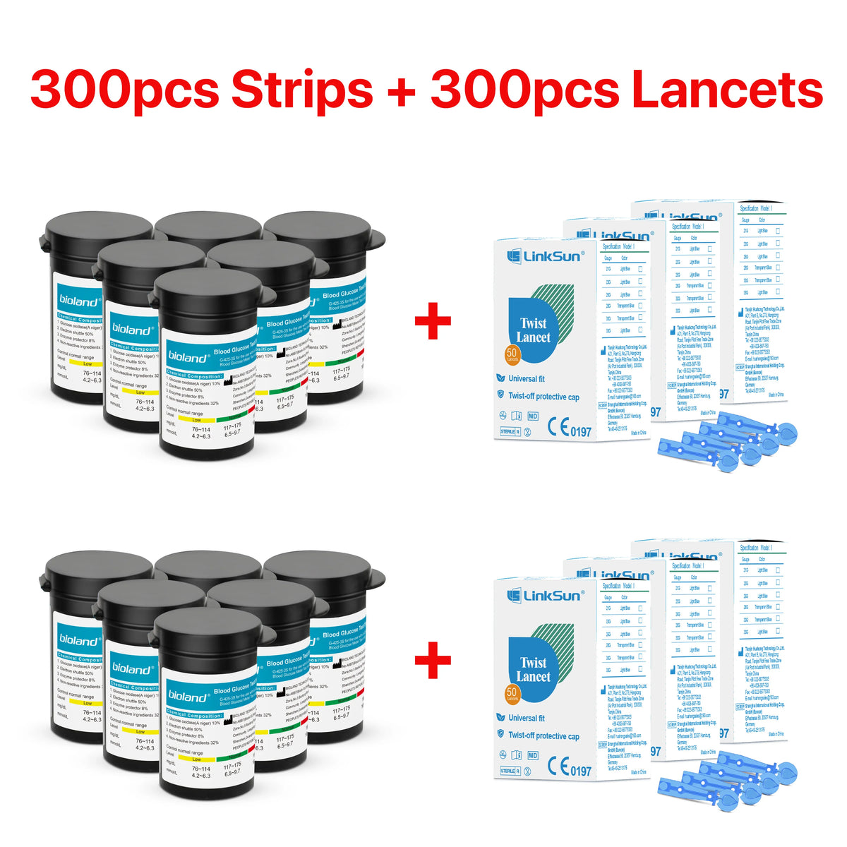 Linksun Blood Glucose Meter Test Strips and Lancets for Diabetes Accessories