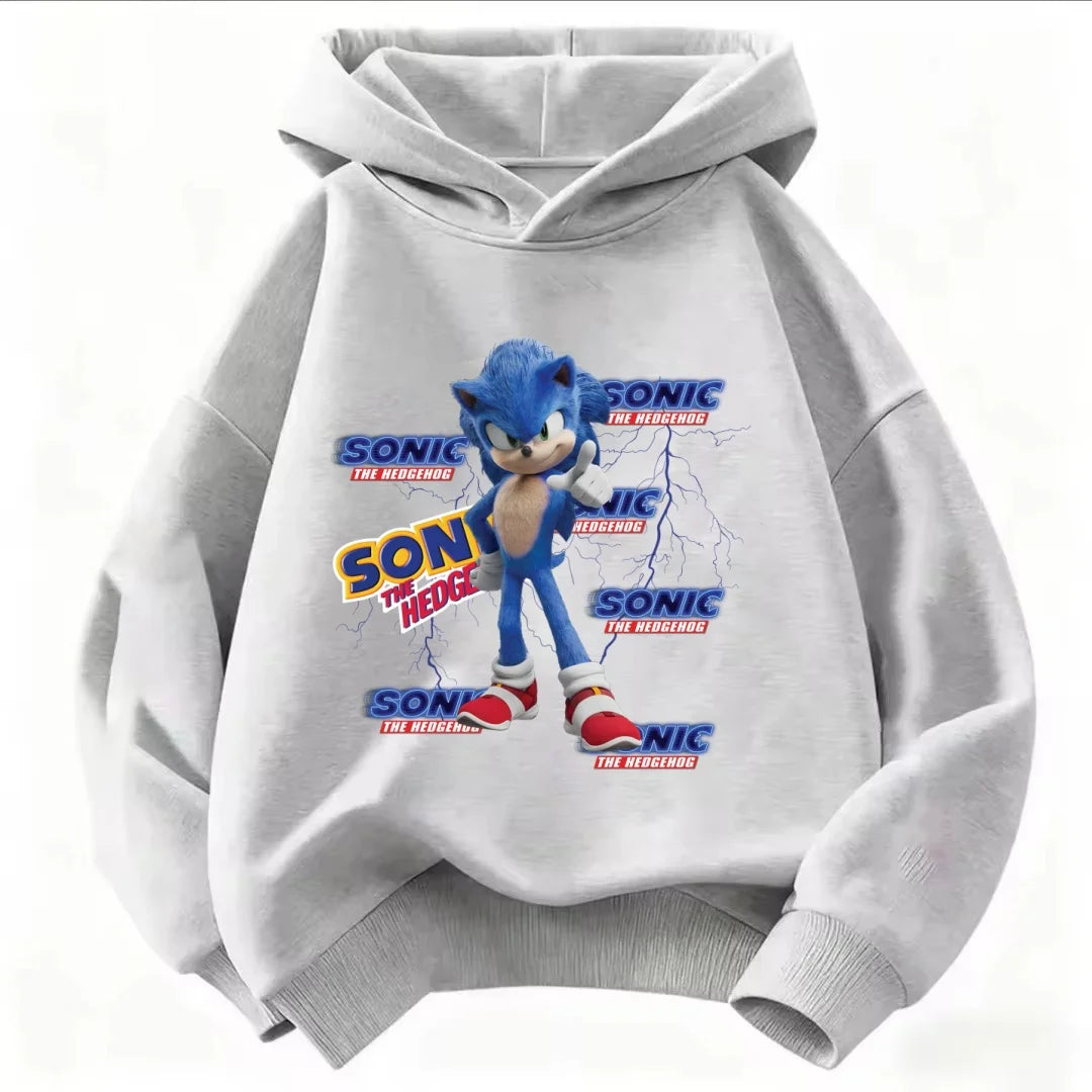 2026 Kids Thick Hoodie with Cute Sonic Anime Pattern