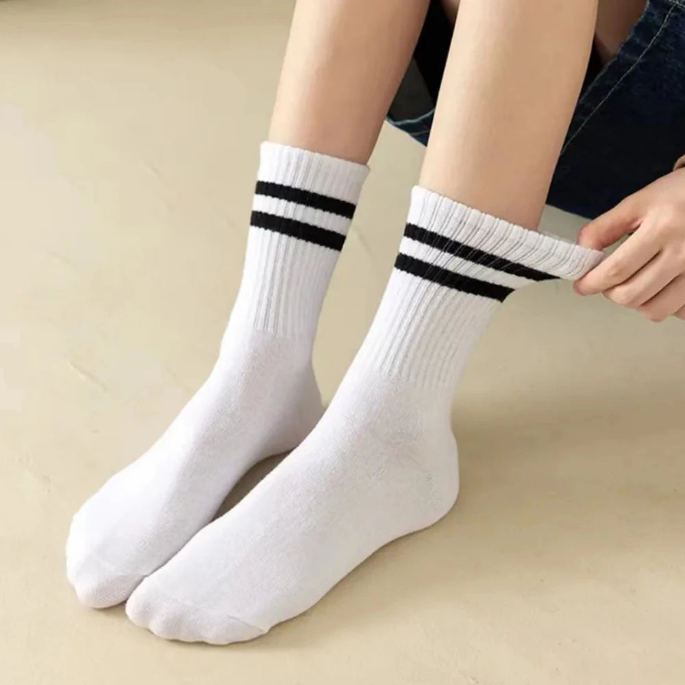 1/10/20 Pairs Unisex Striped Crew Socks Soft Breathable