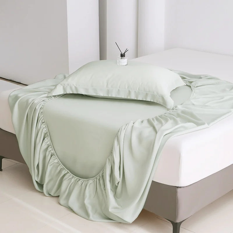 Bamboo Fiber Bedding Fitted Sheet Silky Cooling Plant Fiber