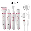 HOMEFISH 4 In 1 Electric Lady Shaver Body Hair Removal Epilator Painless Cordless Trimmer Razor,