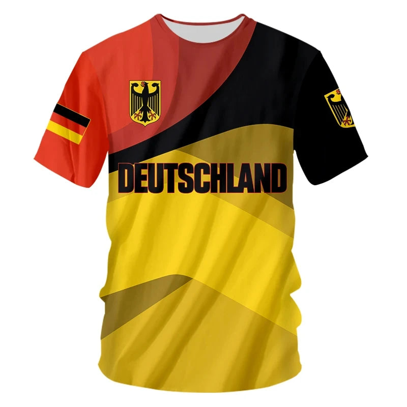 Germany National Flag Harajuku Graphic Men's T-shirts Summer Quick Dry Material Tops Fashion O-neck Oversized Short-sleeved Tees