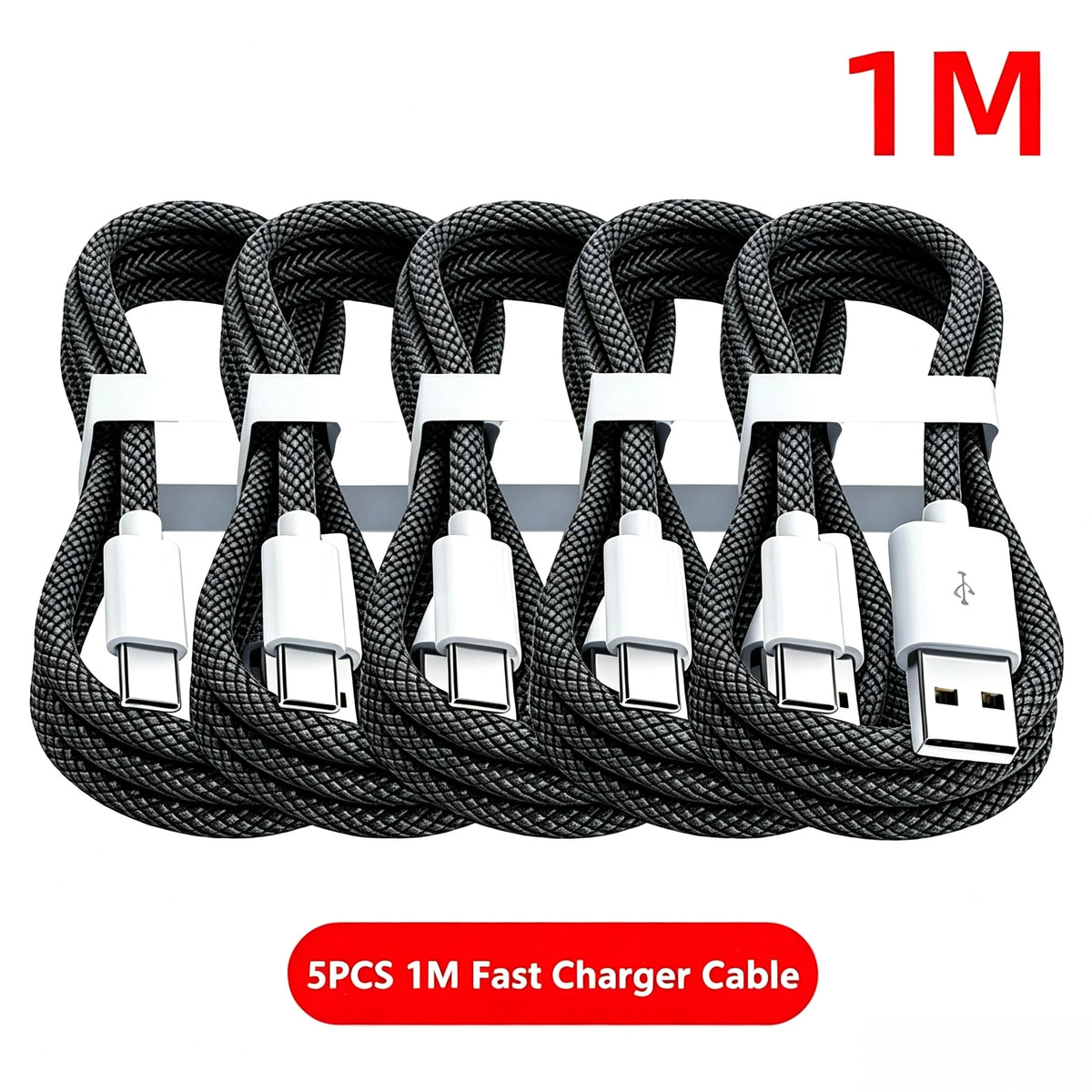 5PCS USB A Cable to USB C 240W Fast Charging