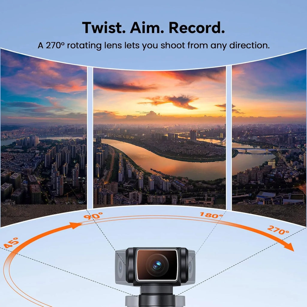5K Body Camera Audio 270° Rotating Lens 128GB Mini Camera External Mic and EIS Stabilization 4K/60FPS Z14 Vlogging Camera