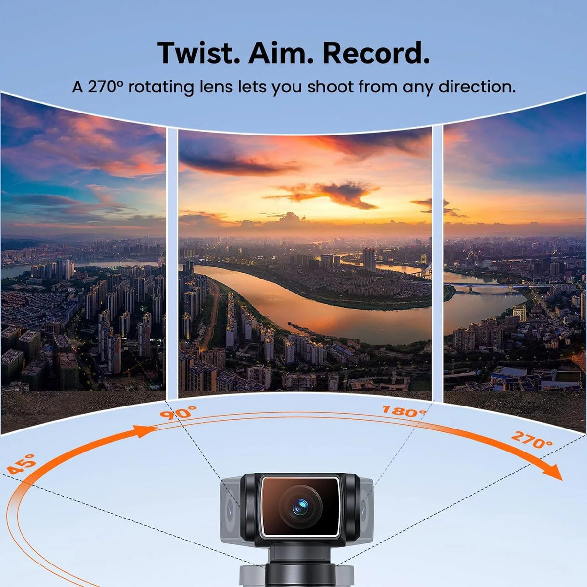 5K Body Camera Audio 270° Rotating Lens 128GB Mini Camera External Mic and EIS Stabilization 4K/60FPS Z14 Vlogging Camera