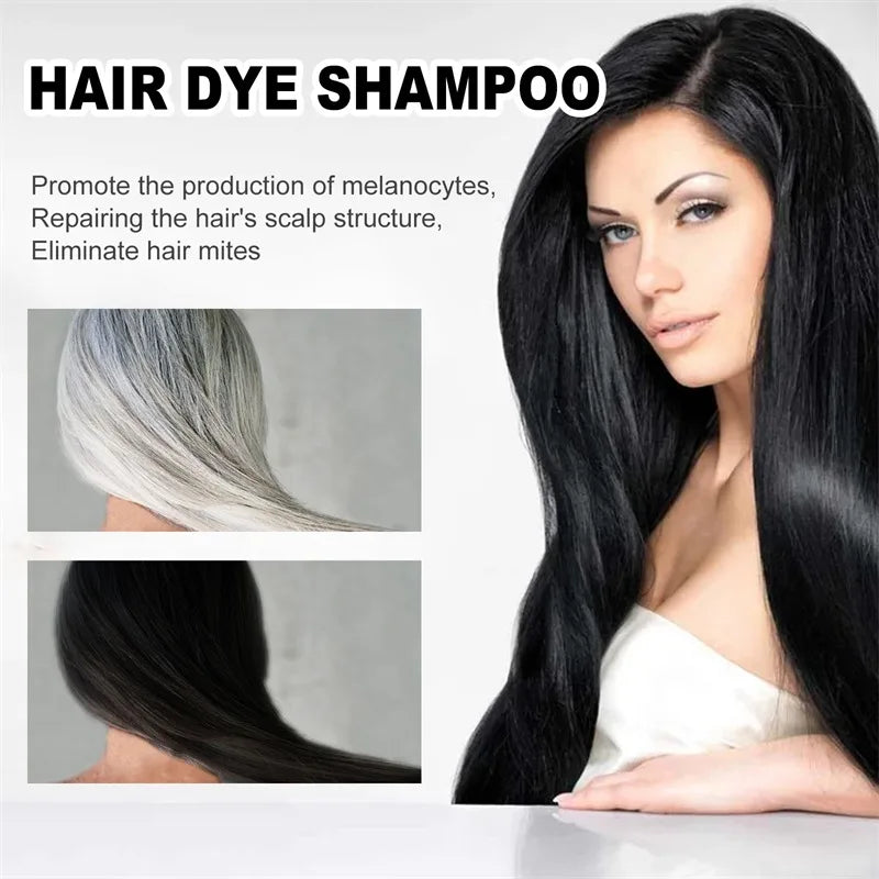 2pcs Black Hair Colouring Shampoo Natural Herbal Essence 3 in 1